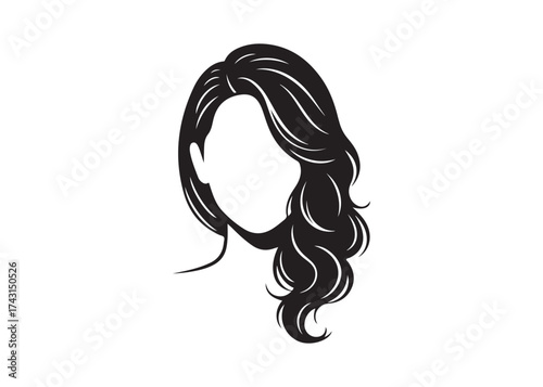Vector art of silhouette of a woman with long wavy hair