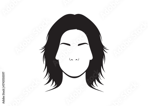 Vector art of silhouette of a womans head with long hair