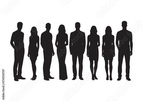 Vector art of silhouettes of business people standing