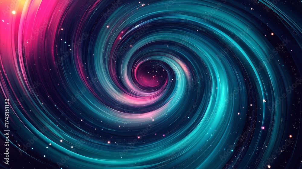 Obraz premium 71.A bold and colorful psychedelic space background, with fluid, spiraling patterns in hues of electric blue, neon pink, and glowing green. The swirling cosmic elements give the feeling of traveling