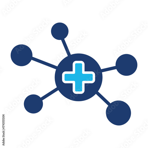 Ai Healthcare Icon In Blue Monochrome Flat Design, Vector Illustration