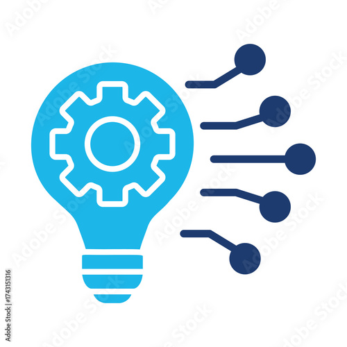 Ai Solutions Icon In Blue Monochrome Flat Design, Vector Illustration