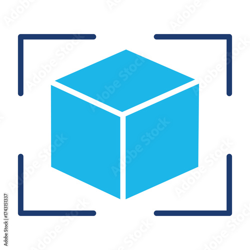 Object Detection Icon In Blue Monochrome Flat Design, Vector Illustration