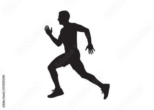Vector art of silhouette of a man running fast