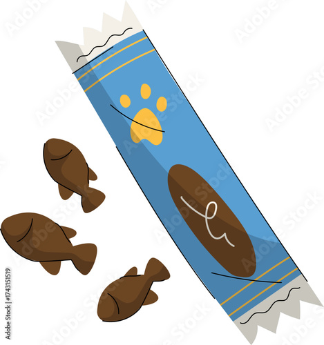 Treat Jar With Fish-Shaped Snacks Vector Illustration