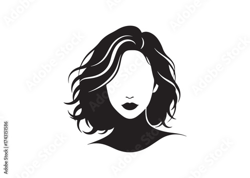 Vector art of silhouette of a woman with short wavy hair