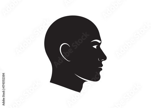 Vector art of silhouette of a bald mans head in profile