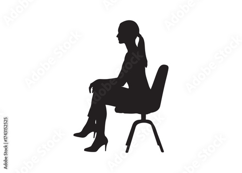 Vector art of silhouette of a woman sitting on a chair