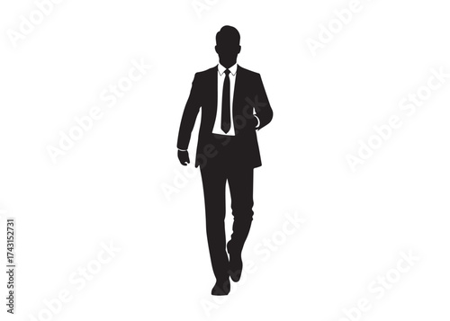 Vector art of silhouette of a businessman walking in full suit
