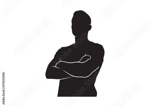 Vector art of silhouette of a man with arms crossed