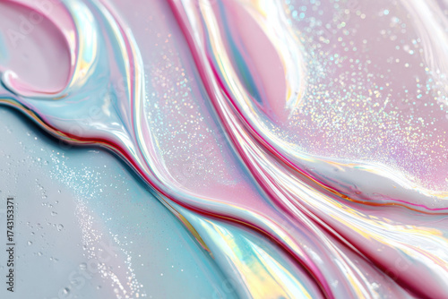Pastel holographic aesthetic wallpaper with liquid swirl patterns
