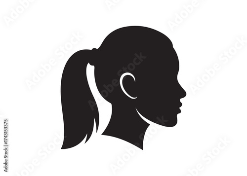 Vector art of silhouette of a womans head with ponytail