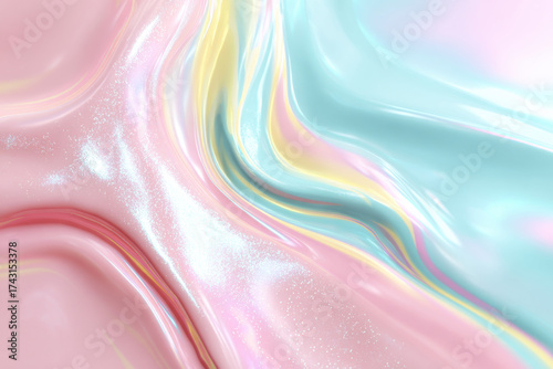 Pastel holographic aesthetic wallpaper with liquid swirl patterns