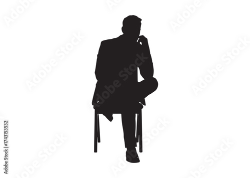 Vector art of silhouette of man sitting on chair in vector