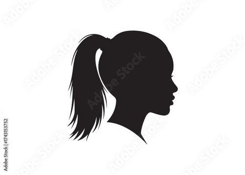 Vector art of silhouette of a woman with ponytail in vector