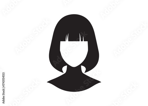 Vector art of silhouette of a woman with bob haircut