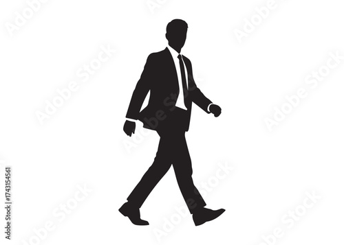 Vector art of silhouette of a businessman walking in suit