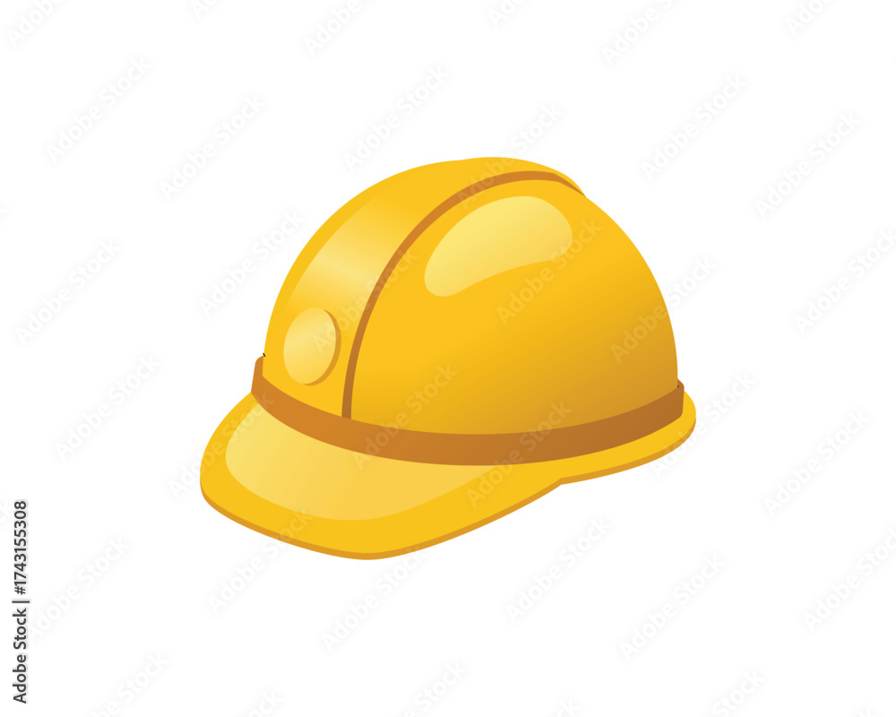 Fototapeta premium Bright yellow safety helmet symbolizing protection, construction, and workplace safety on a clean white background.