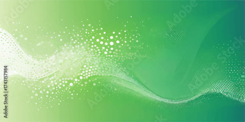 Bright green abstract wave design background with light texture for summer nature illustration