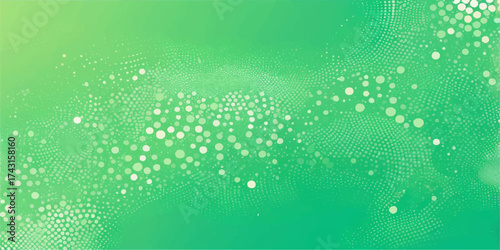 Abstract green background with bubbles and drops, featuring light bokeh and a winter pattern design