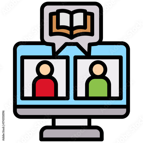 Virtual Study Group lineal color icon