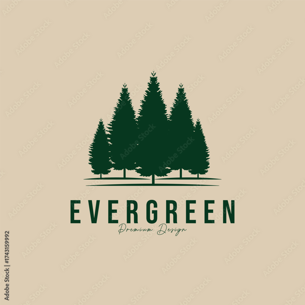 Fototapeta premium evergreen logo, pine tree logo icon vector illustration design template