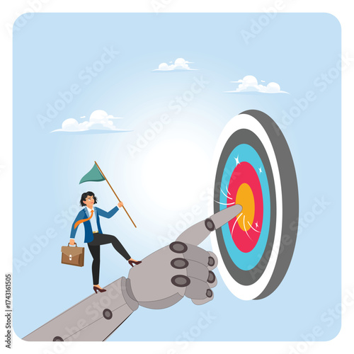 Motivation and anticipation to win concept.  Setting goal and focus on target.
