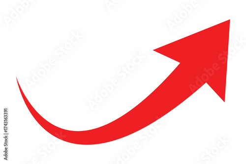 Forward icon vector, share arrow icons, reply, send, next, right arrows, curve arrows icons. A vibrant red arrow with a curved trajectory points to the right, evoking a sense of forward momentum.
