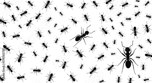 Black ants infestation pest control seamless vector pattern art