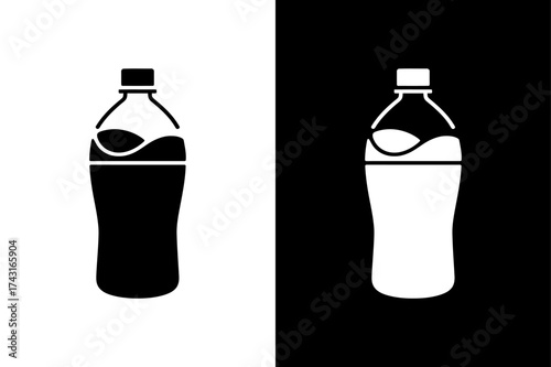 Minimalist Black Bottle Silhouette Icons. Vector Illustration of Dark Liquid Bottles