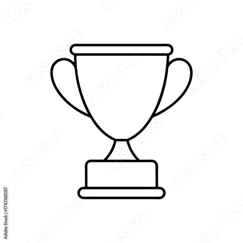 Illustration of a simple black and white outline of a trophy with handles