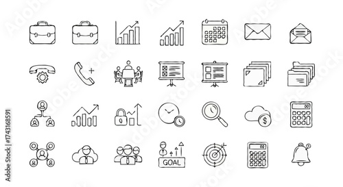 Business and Finance Template Line Editable Icons Set