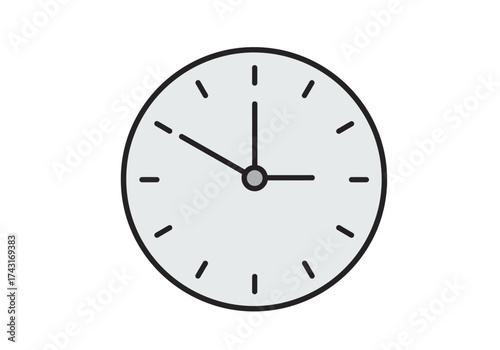 Simple Analog Clock Face with Black Outline and Grey Fill.
