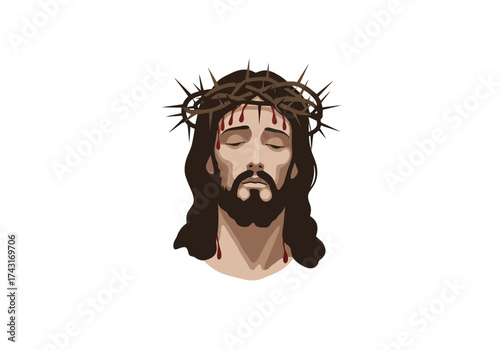 Jesus Christ with a crown of thorns a symbol of sacrifice and faith.