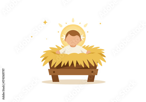 Baby Jesus in Manger: A Symbol of Christmas Nativity.