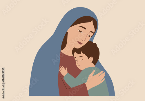 Mother Mary holding baby Jesus a symbol of love and faith.