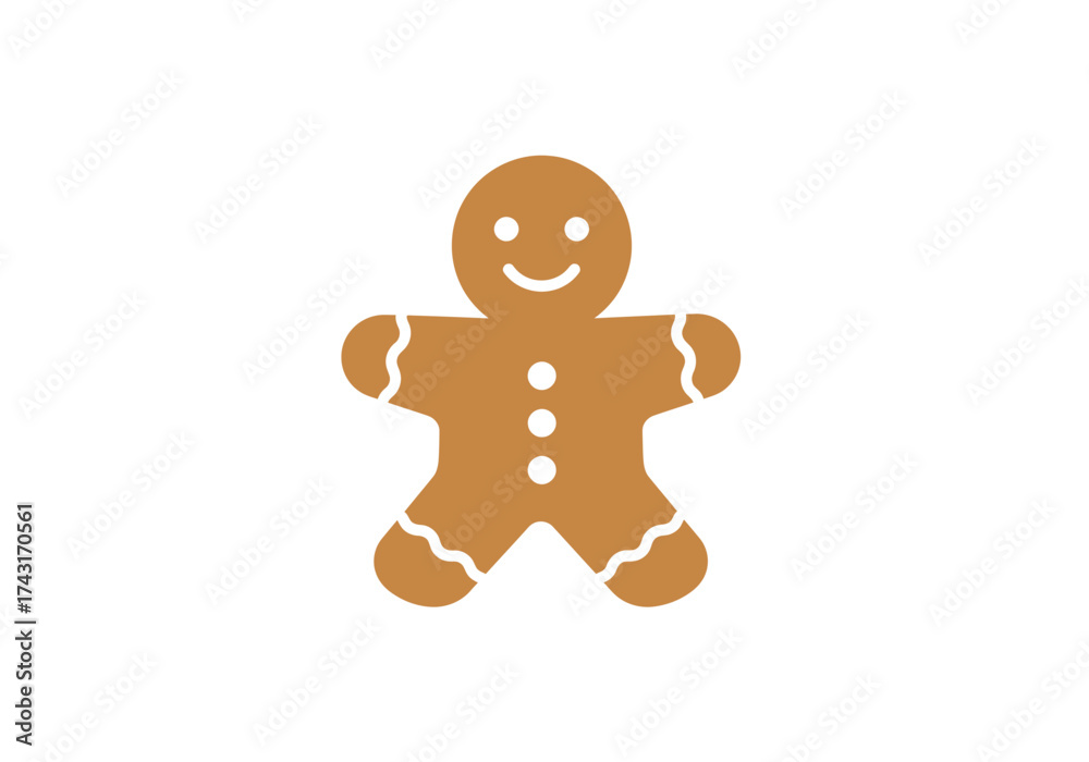 Obraz premium A simple and charming gingerbread man cookie illustration with white icing details.