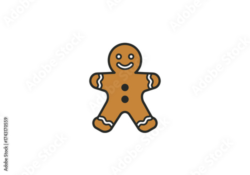 Gingerbread Man Cookie with Icing Details.