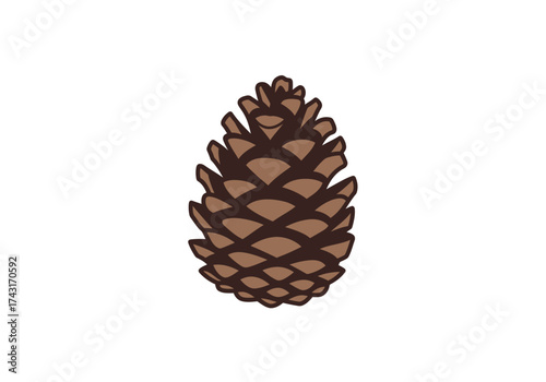 Detailed Illustration of a Brown Pine Cone on White.