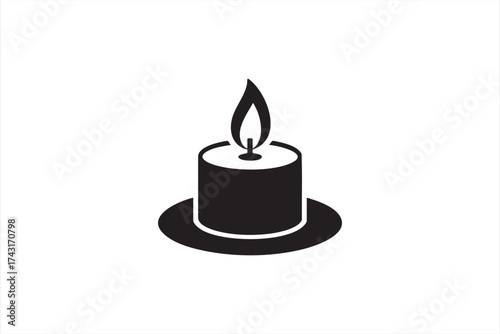 Simple candle symbol isolated on white background