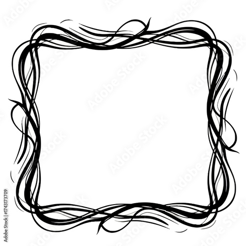 Hand-drawn abstract swirl frame vector illustration, unique decorative border element
