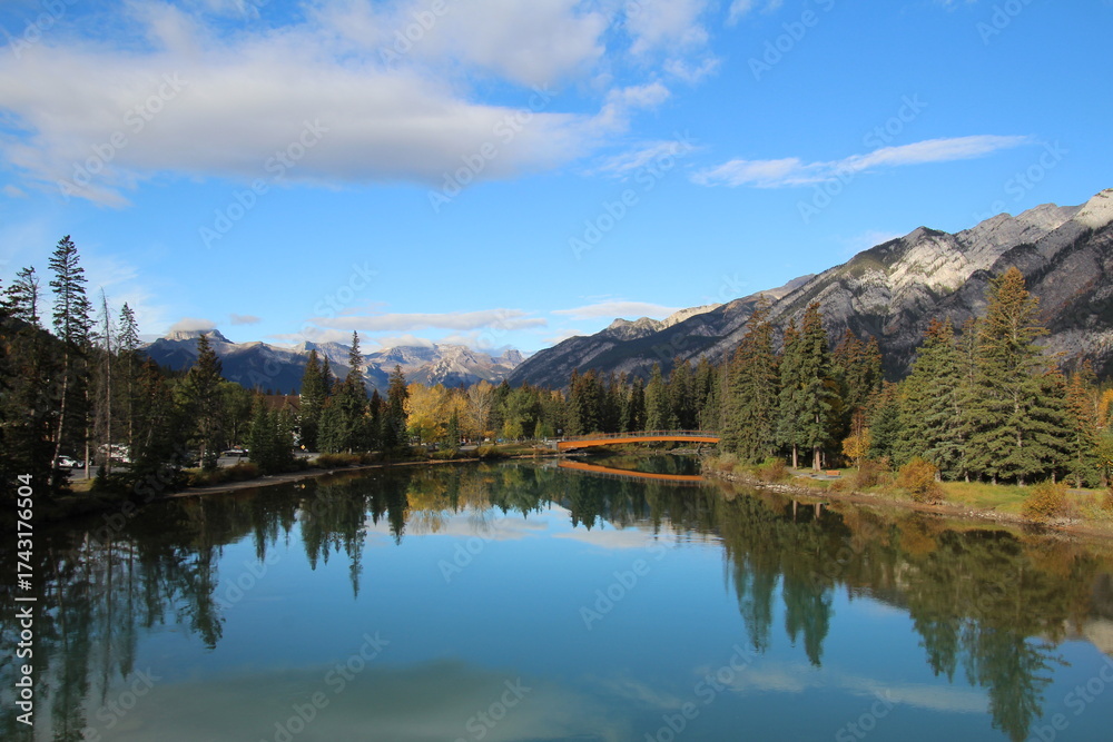 Fototapeta premium Reflections In The Bow River, Banff National Park, Alberta
