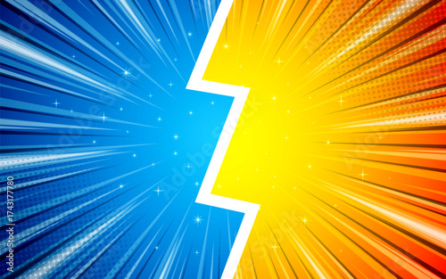 Flat background versus comic style. Vector illustration.