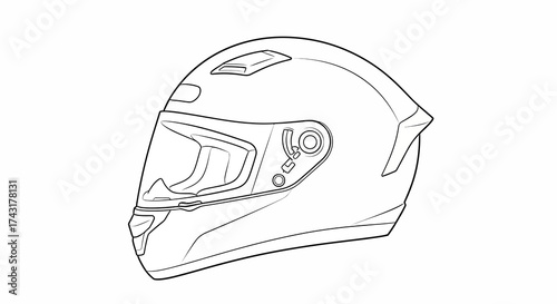 An outline drawing shows a motorcycle helmet detailed with a visor mechanism and aerodynamic design