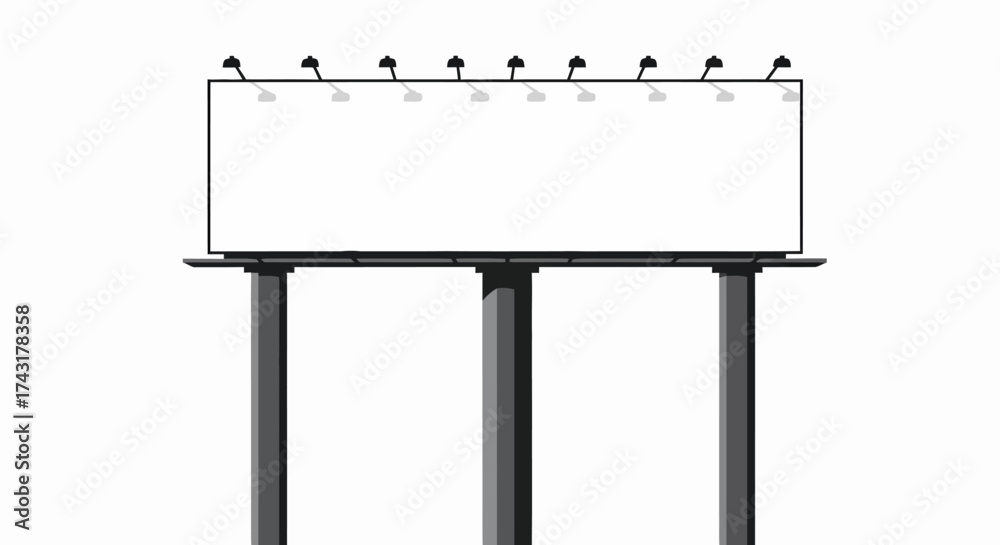 Obraz premium A white rectangular billboard sits atop three gray supporting columns