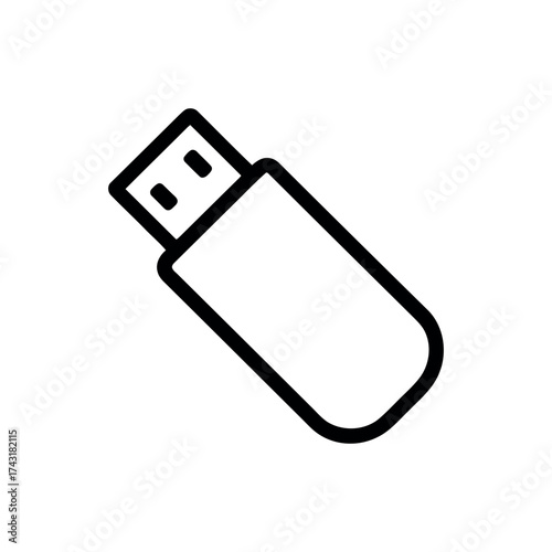 Simple line art icon of a usb flash drive storage device for digital data transfer vector