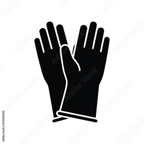 Rubber Cleaning Gloves Solid Glyph Icon