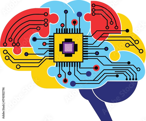 Artificial intelligence brain technology concept illustration