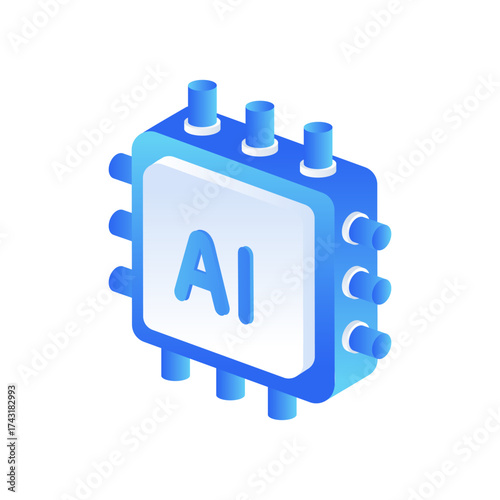 Artificial intelligence chip processor core illustration.