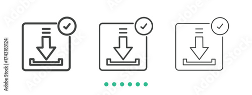 Download succes icon. Thin line icon vector